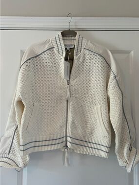 NWT Central Park West Ophelia Vegan X Crochet Bomber in Bone   - M